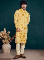 Viscose Yellow Eid Wear Embroidery Work Readymade Kurta Pajama